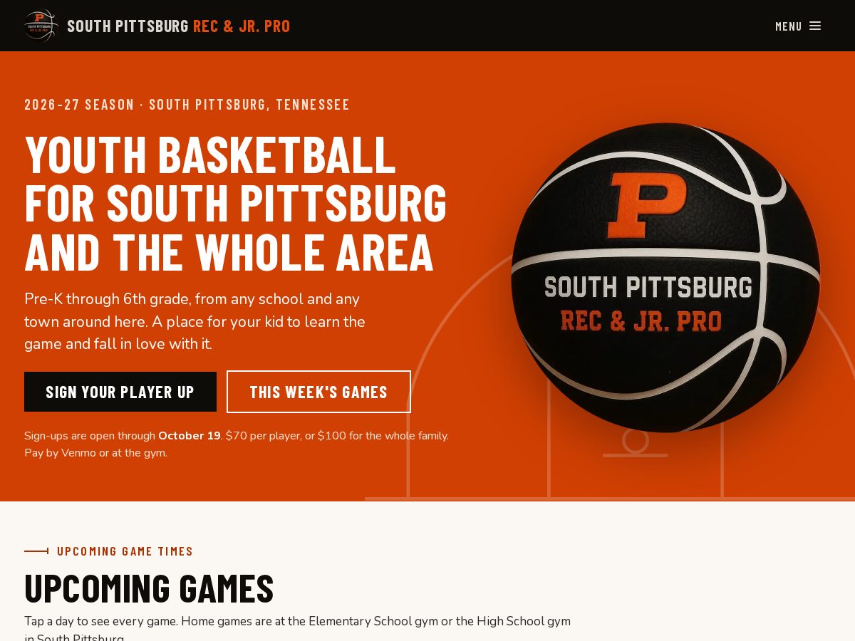 Landing-page snapshot of piratebasketball.com