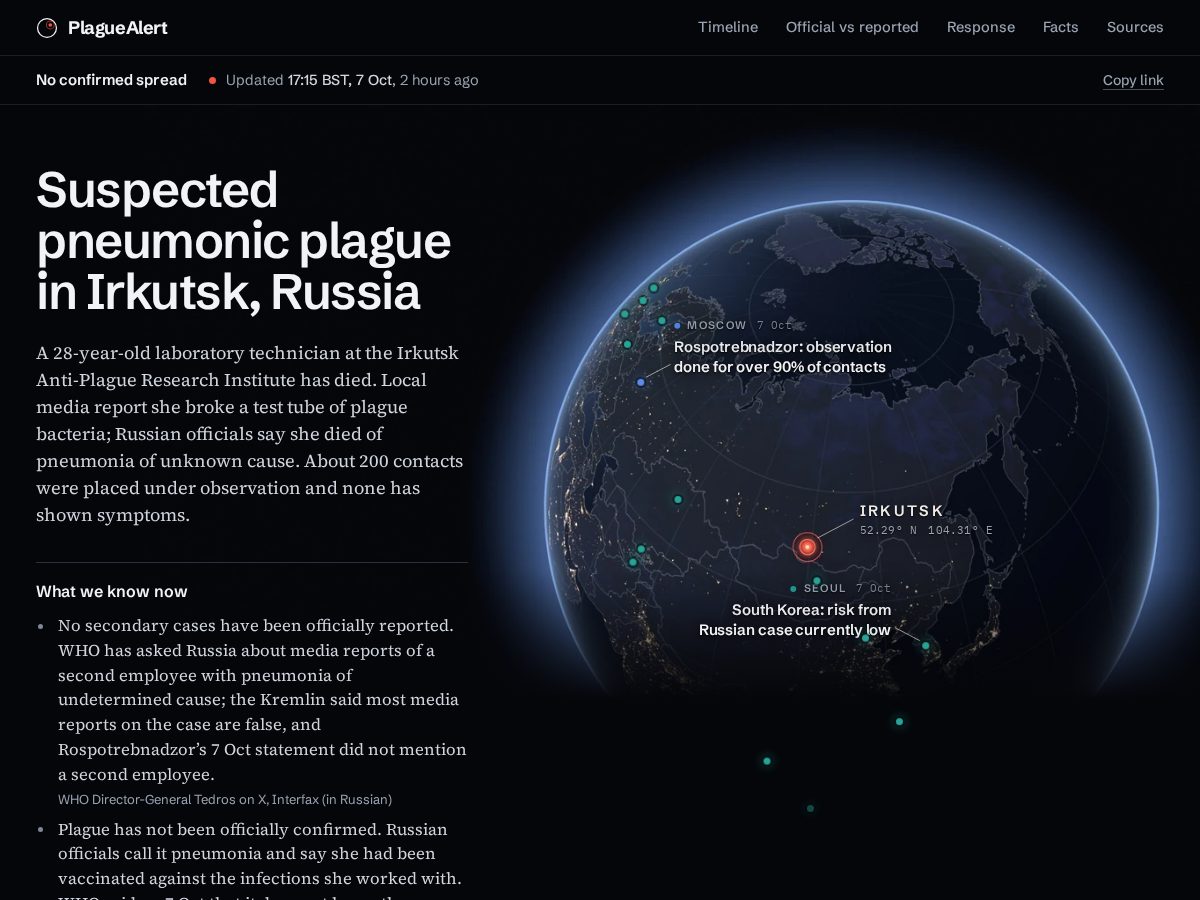 Landing-page snapshot of plaguealert.com