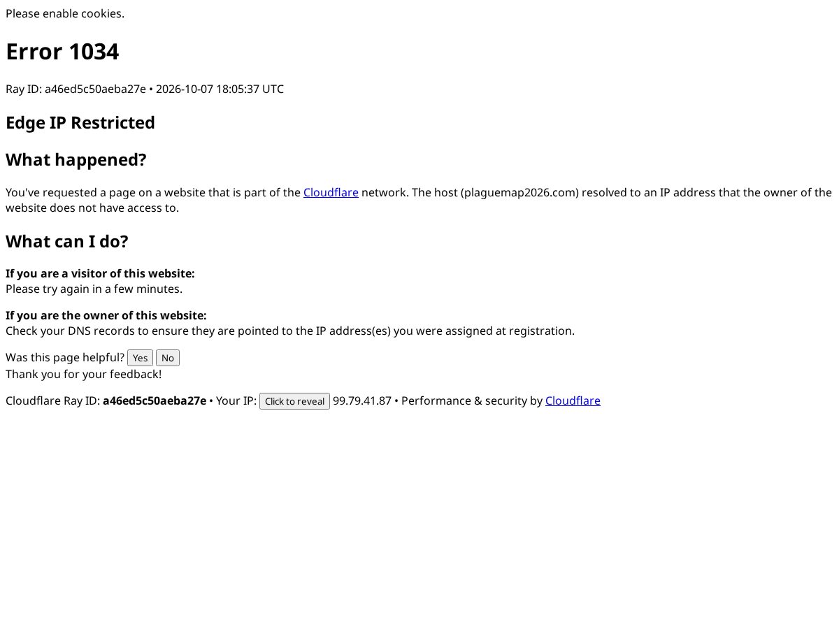 Landing-page snapshot of plaguemap2026.com