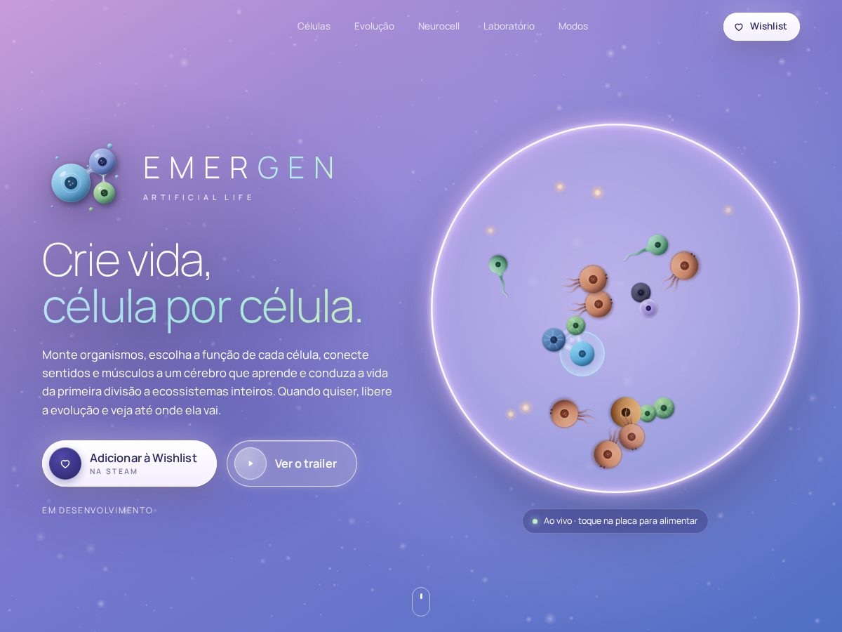 Landing-page snapshot of playemergen.com