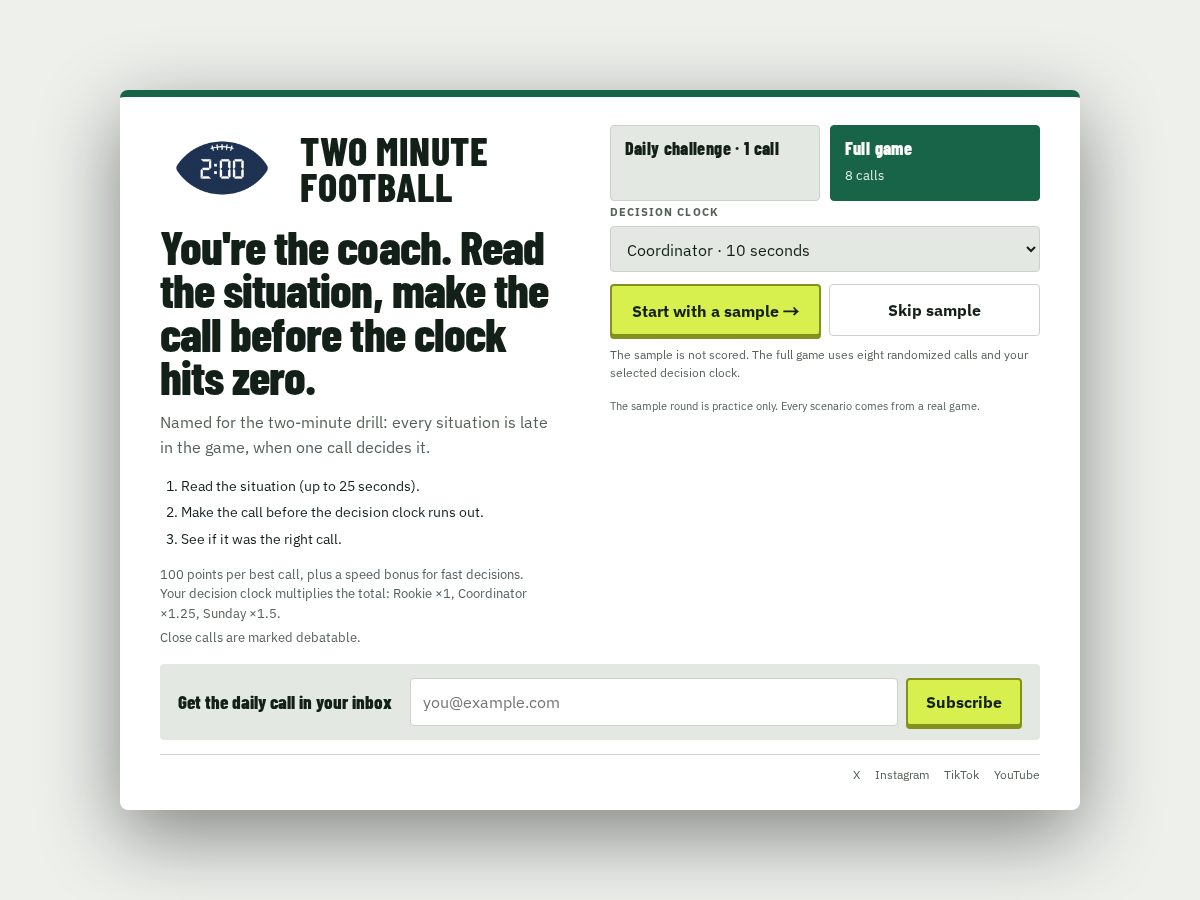 Landing-page snapshot of playtwominute.com