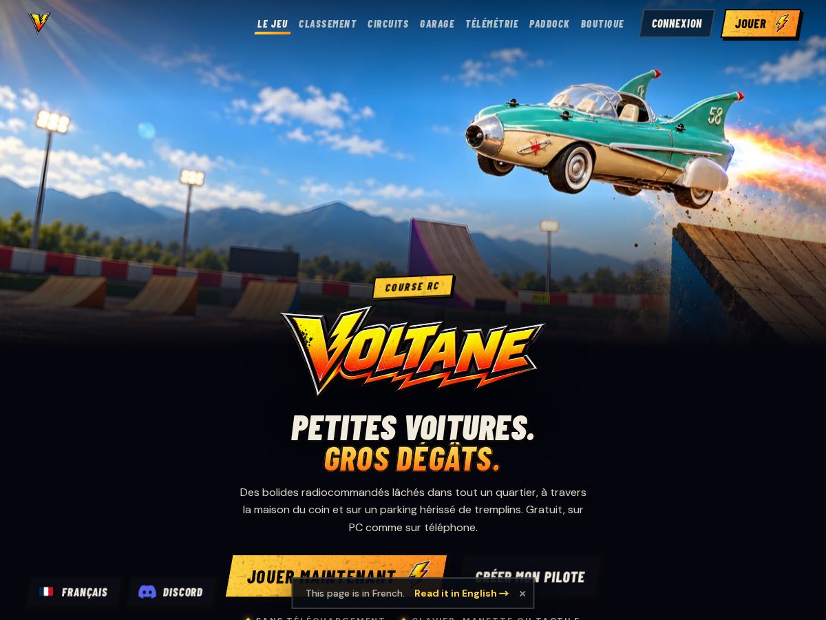 Landing-page snapshot of playvoltane.com