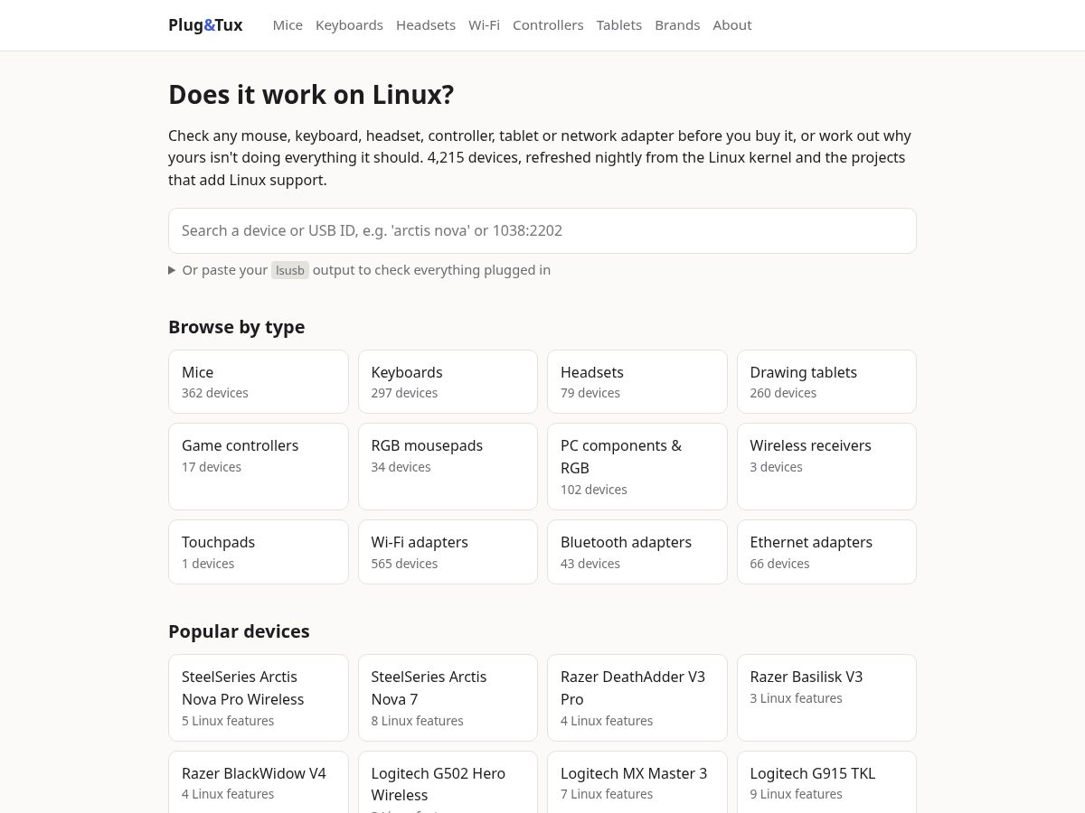 Landing-page snapshot of plugandtux.com