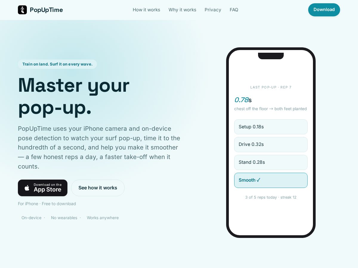Landing-page snapshot of popuptimesurf.com