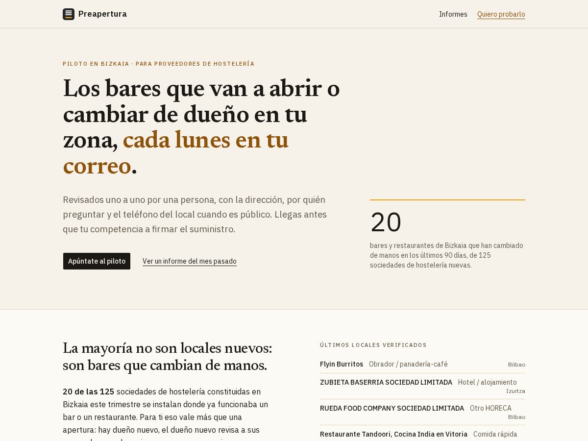 Landing-page snapshot of preapertura.com
