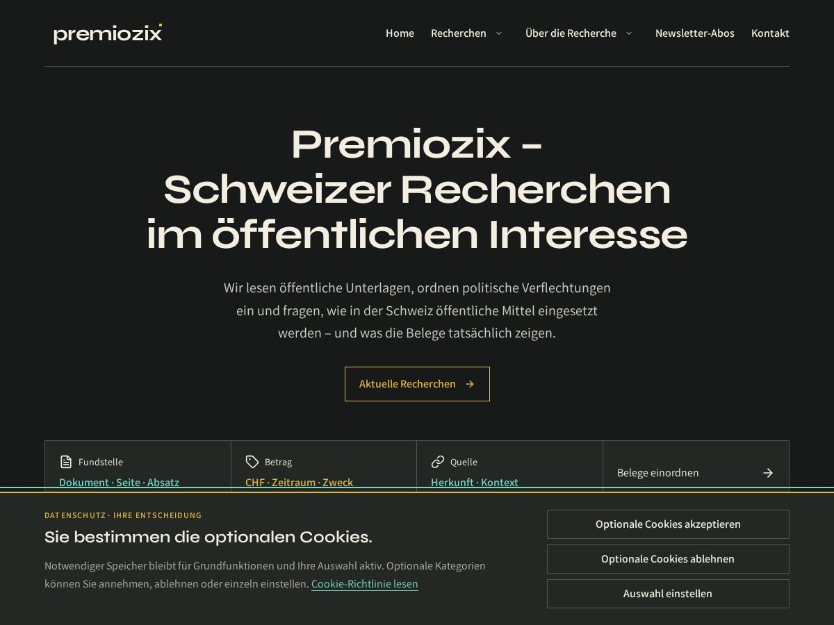 Landing-page snapshot of premiozix.com