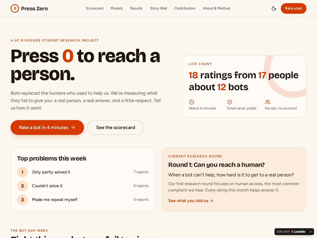 Landing-page snapshot of presszero.cloud