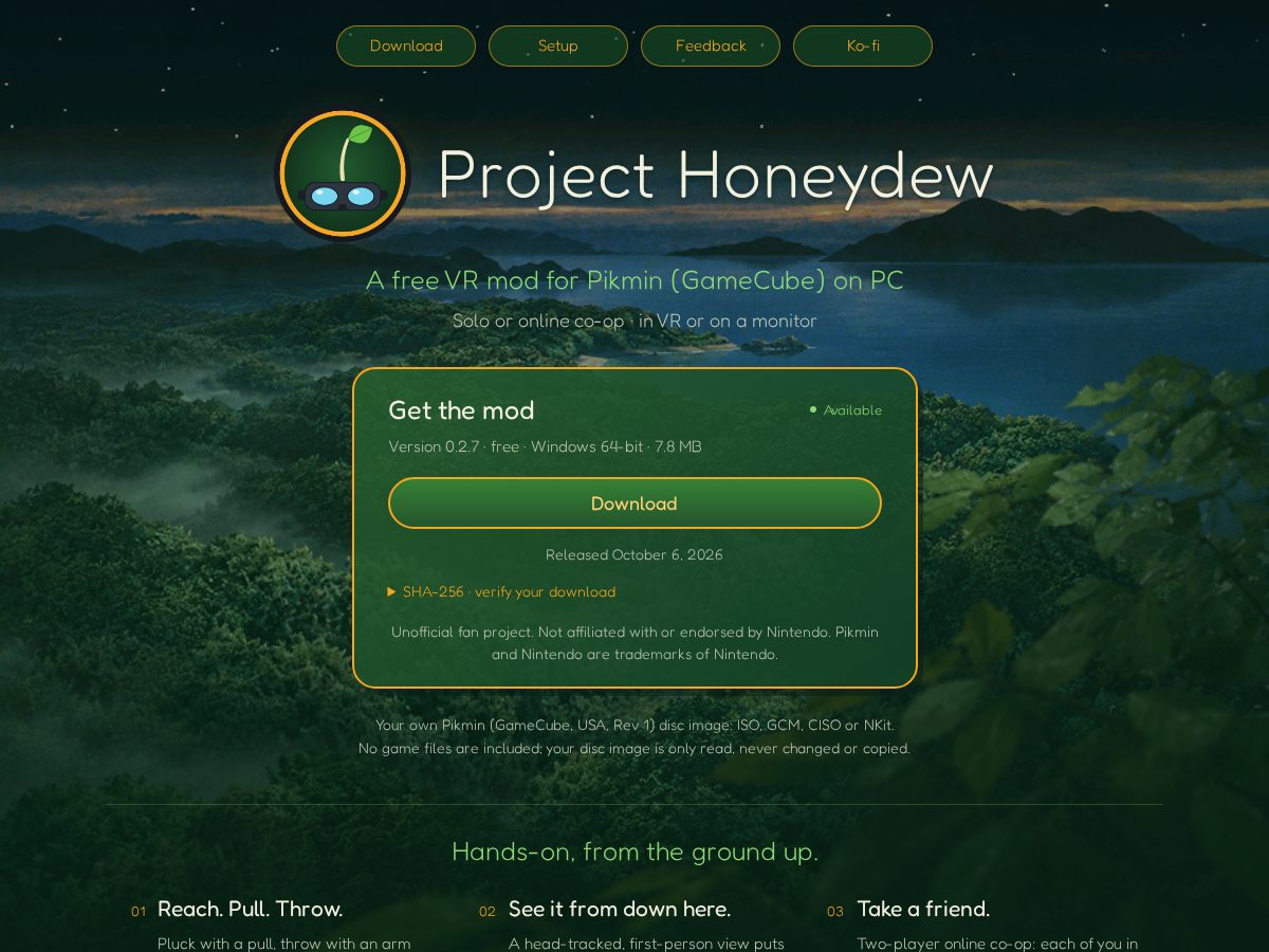Landing-page snapshot of projecthoneydew.com