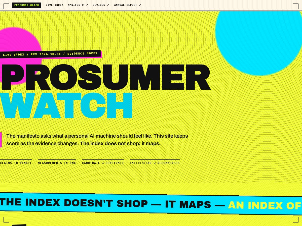 Landing-page snapshot of prosumer.watch