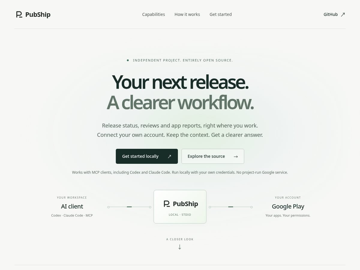 Landing-page snapshot of pubship.org