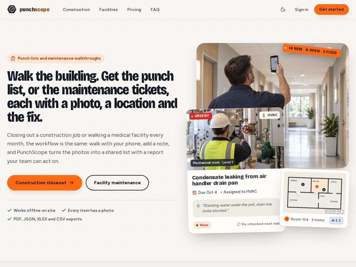 Landing-page snapshot of punchscope.com