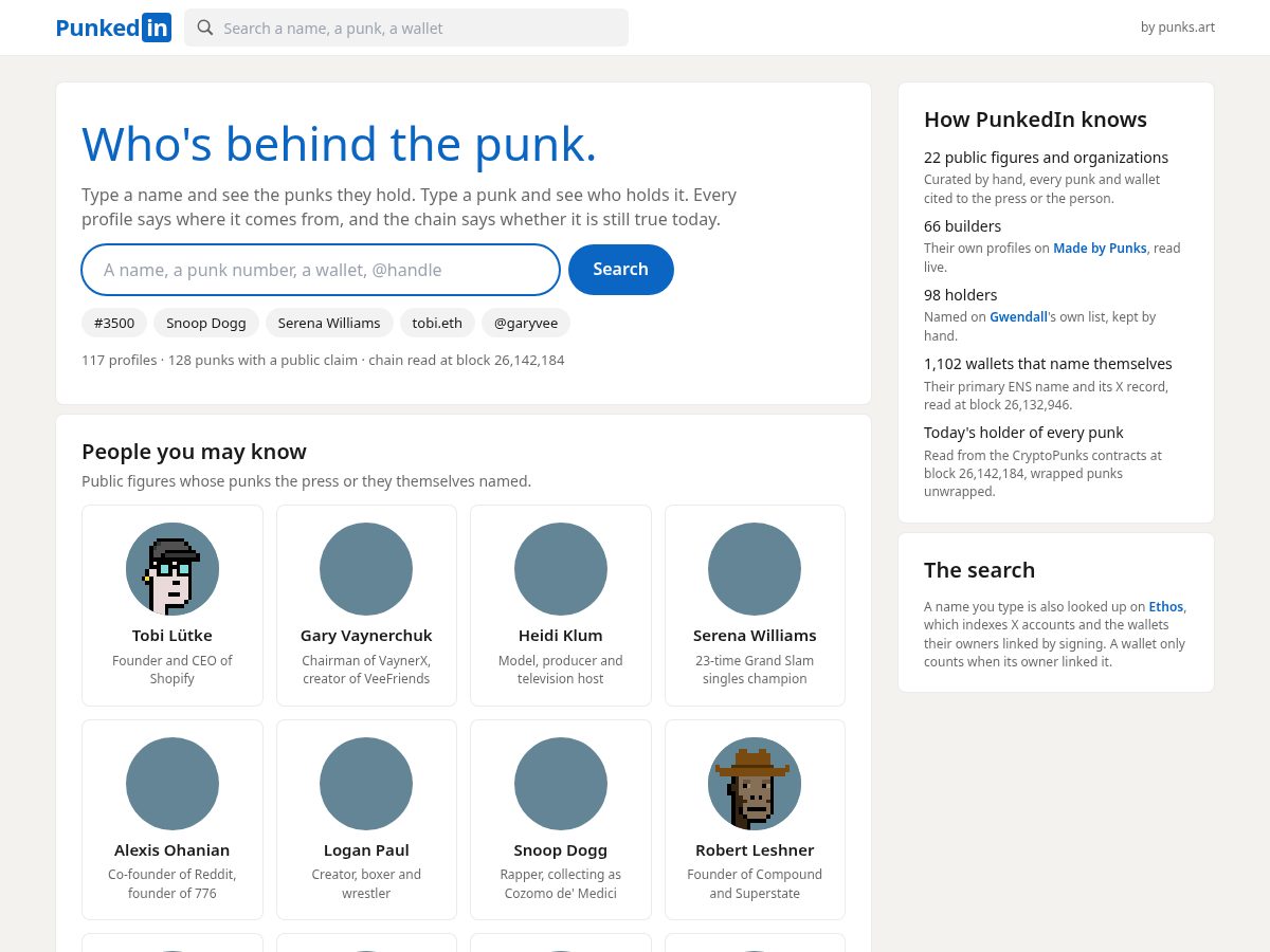 Landing-page snapshot of punkedin.xyz