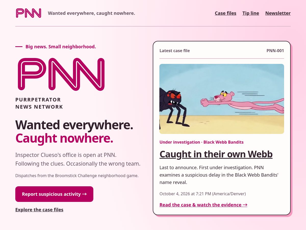 Landing-page snapshot of purrpetrators.net