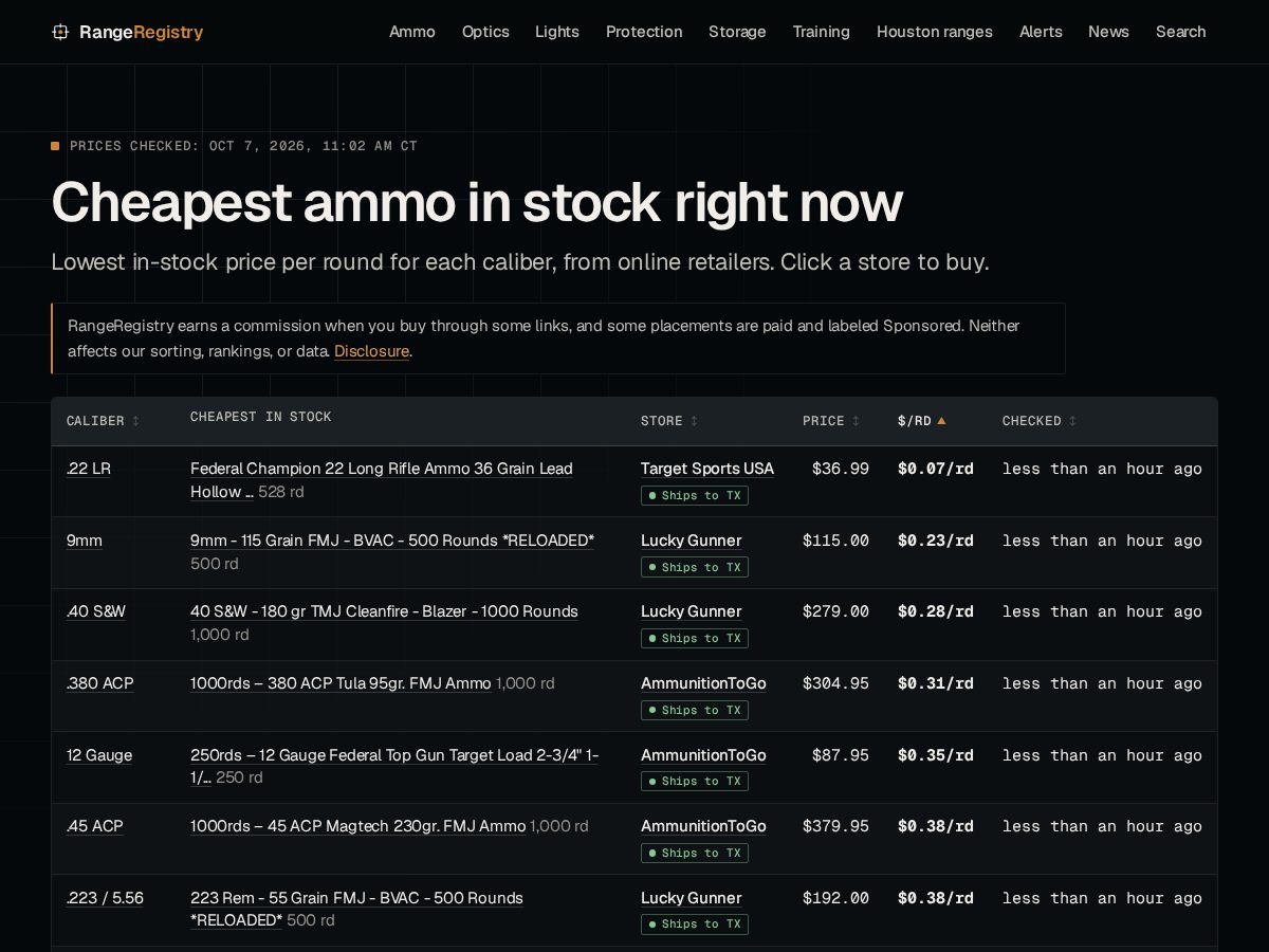 Landing-page snapshot of rangeregistry.com