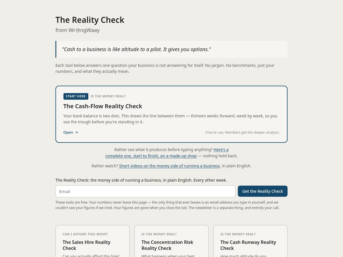 Landing-page snapshot of realitycheckcfo.com