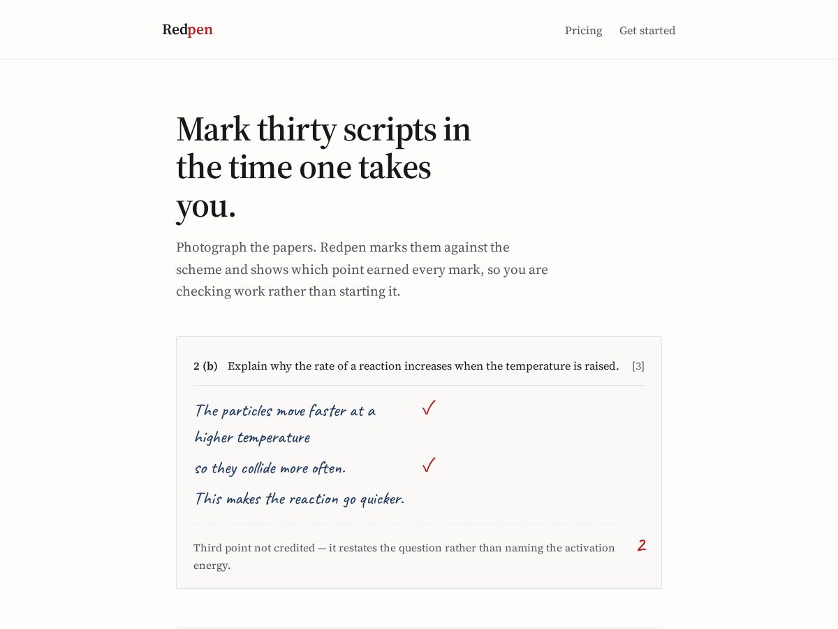 Landing-page snapshot of redpen.cloud