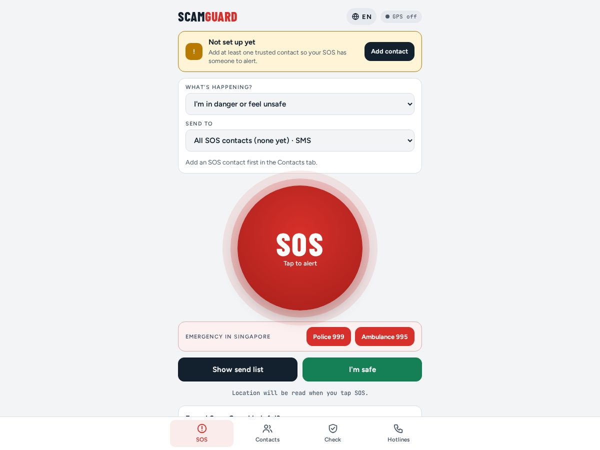 Landing-page snapshot of scamguardsos.com