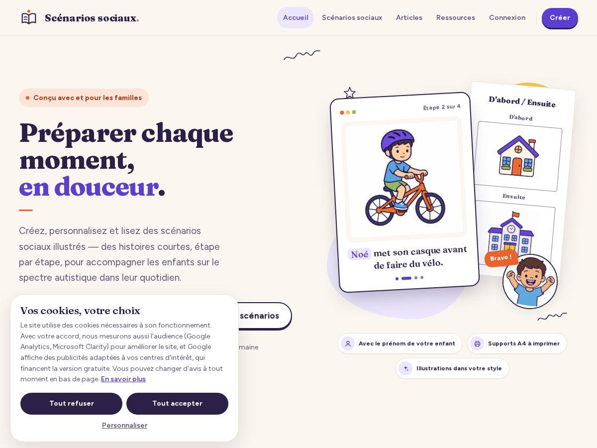 Landing-page snapshot of scenariosociaux.com