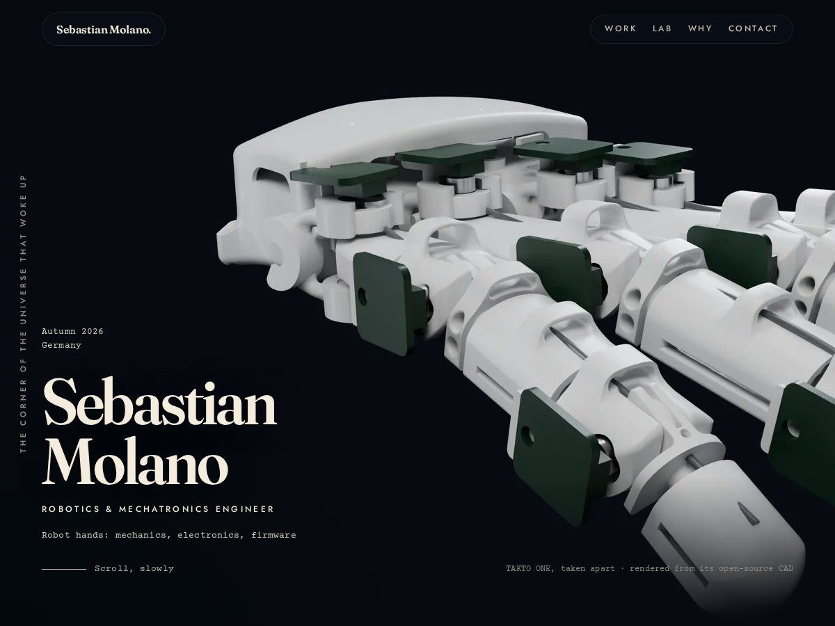 Landing-page snapshot of sebastianmolano.com