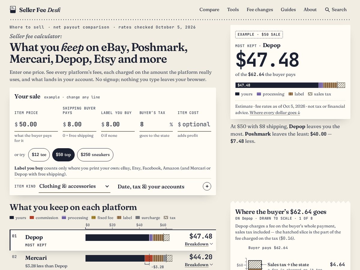 Landing-page snapshot of sellerfeedesk.com