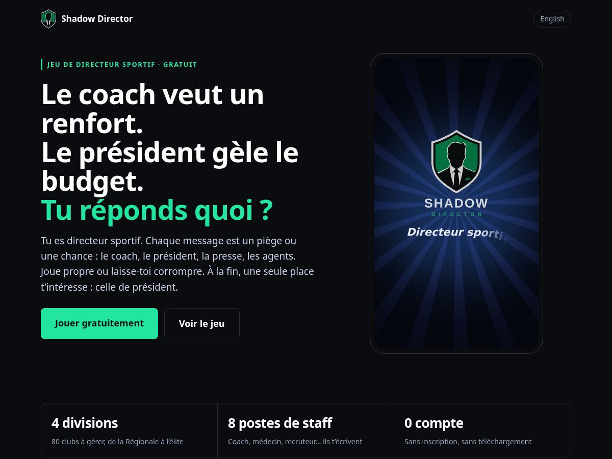 Landing-page snapshot of shadow-director.com