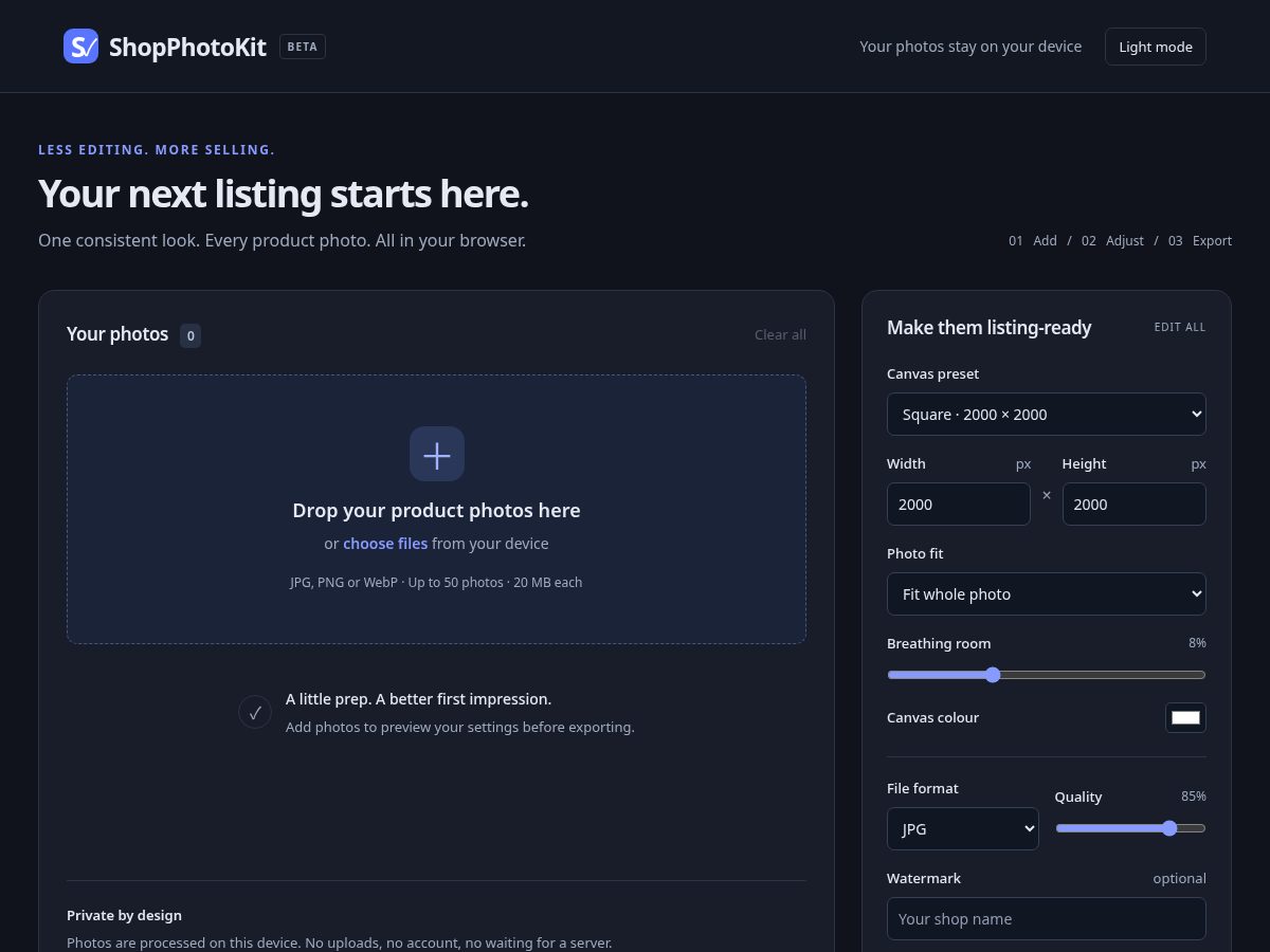 Landing-page snapshot of shopphotokit.com
