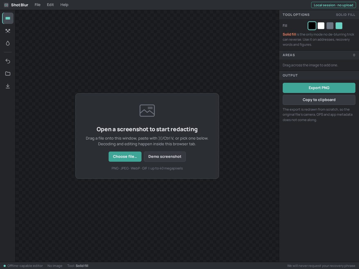 Landing-page snapshot of shotblur.fun