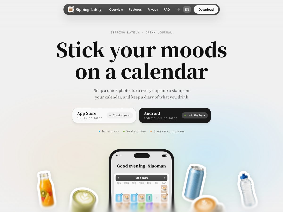 Landing-page snapshot of sippinglately.com