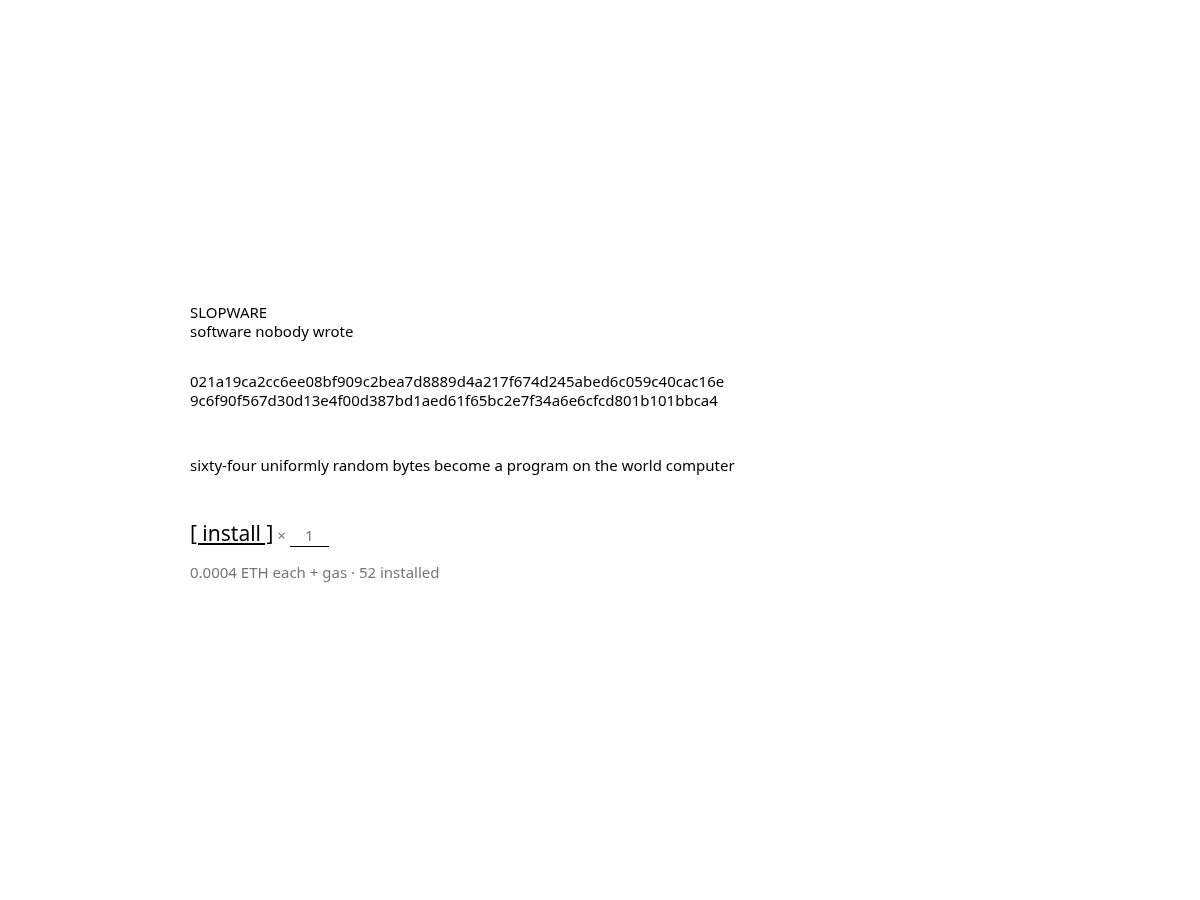 Landing-page snapshot of slopware.fun