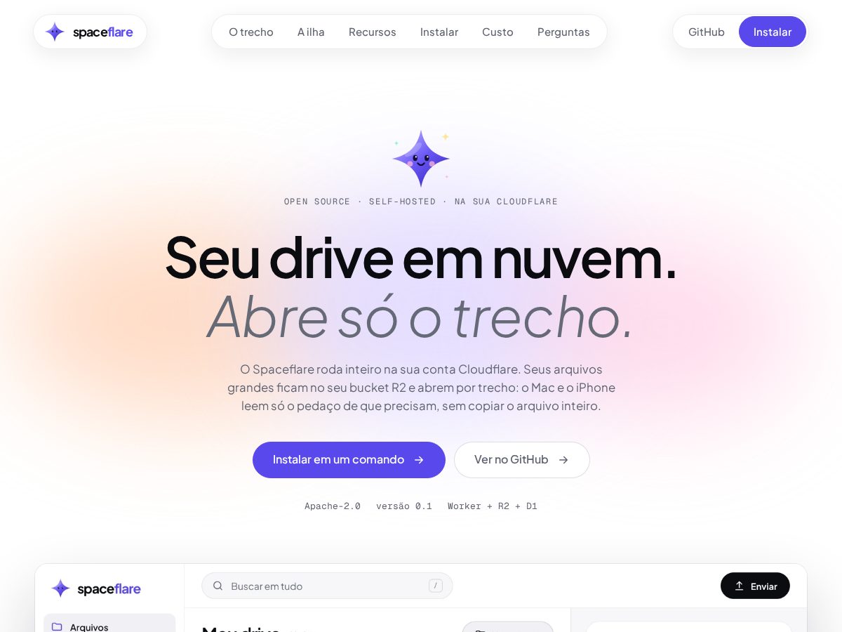 Landing-page snapshot of spaceflare.dev