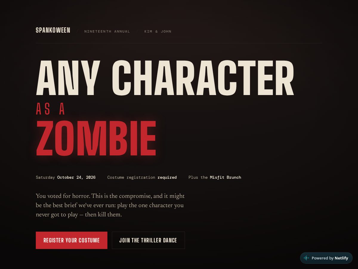 Landing-page snapshot of spankoween.com