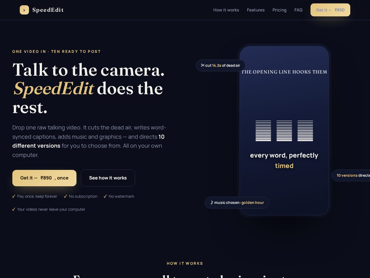 Landing-page snapshot of speededit.net