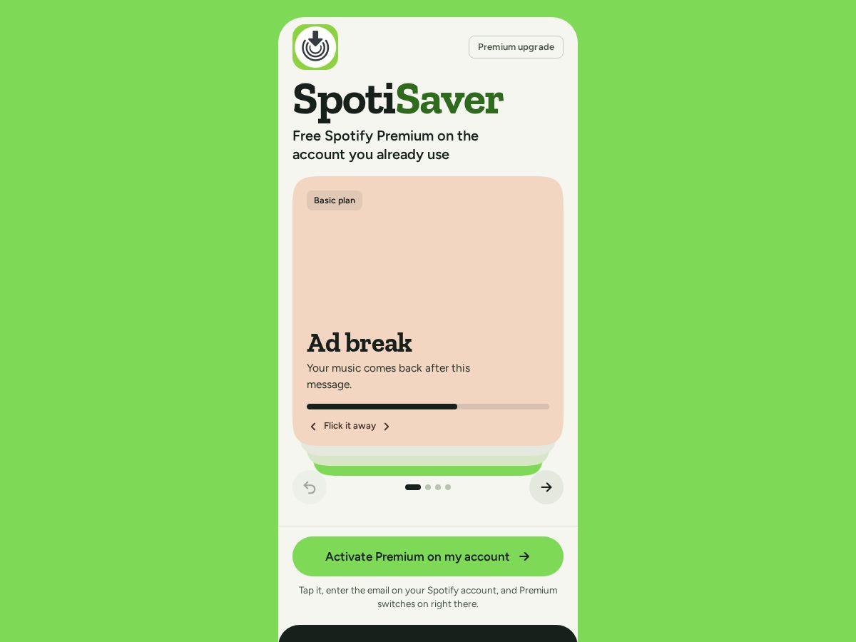 Landing-page snapshot of spotisaver.live