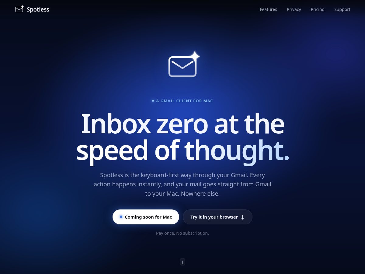 Landing-page snapshot of spotlessmail.com