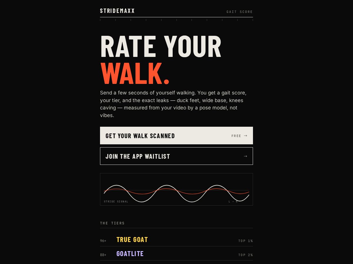 Landing-page snapshot of stridemaxx.com