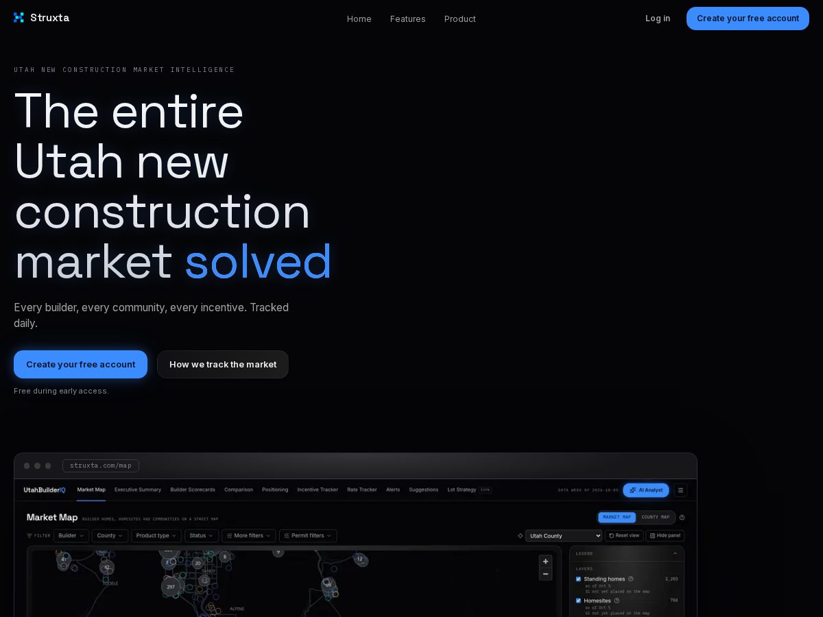 Landing-page snapshot of struxta.com