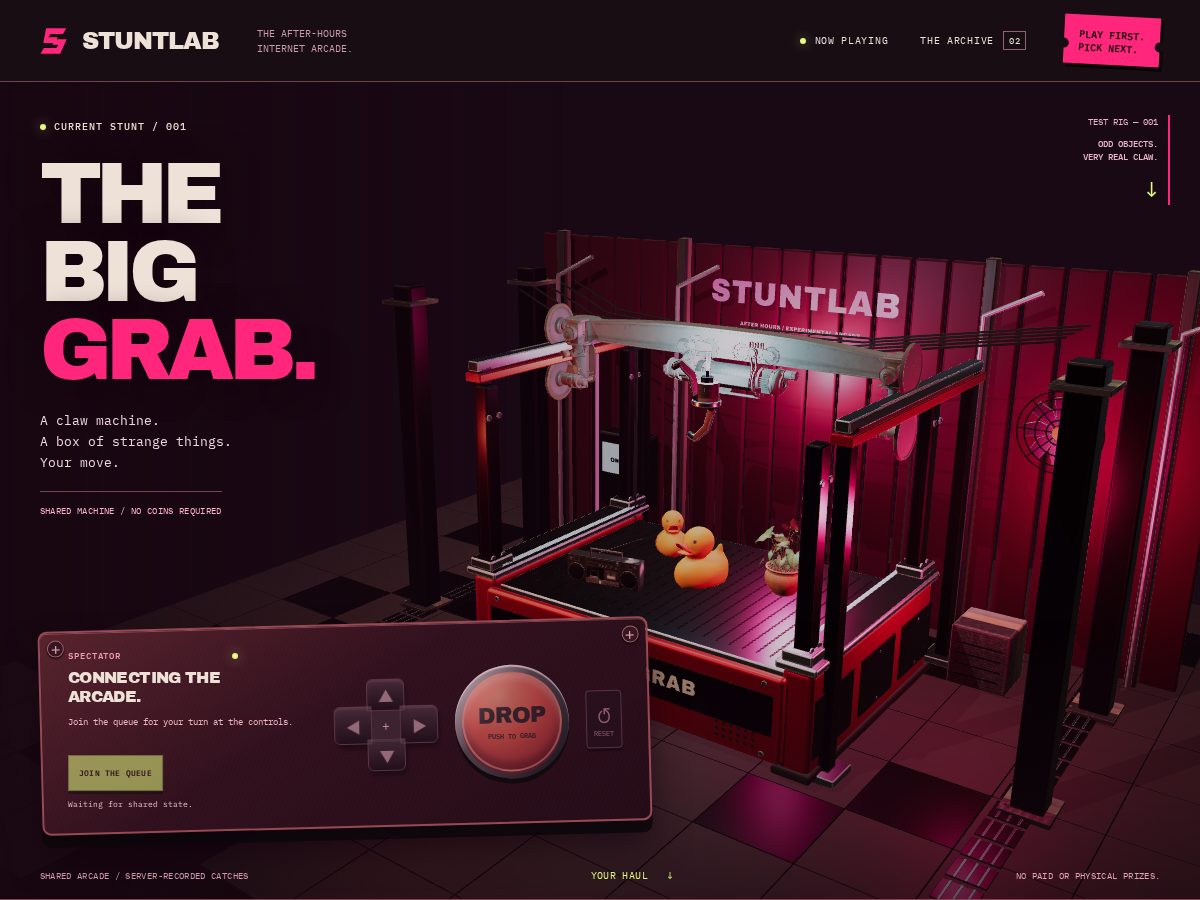 Landing-page snapshot of stuntlab.fun