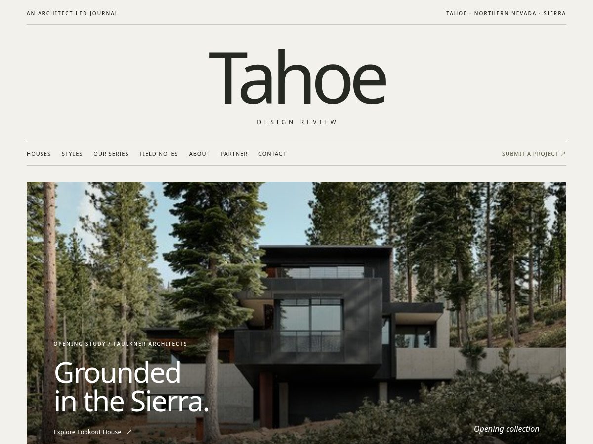 Landing-page snapshot of tahoedesignreview.com