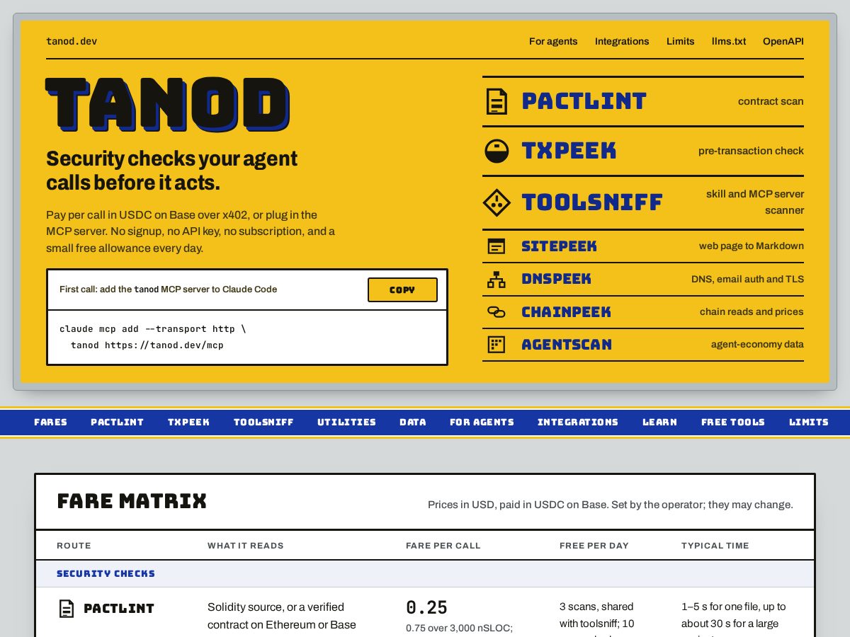 Landing-page snapshot of tanod.dev