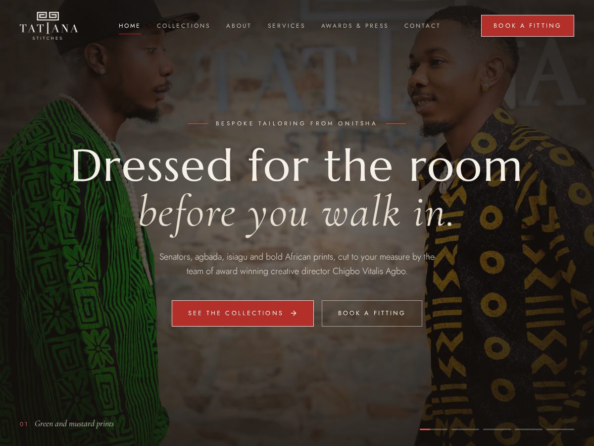 Landing-page snapshot of tatianastitches.com