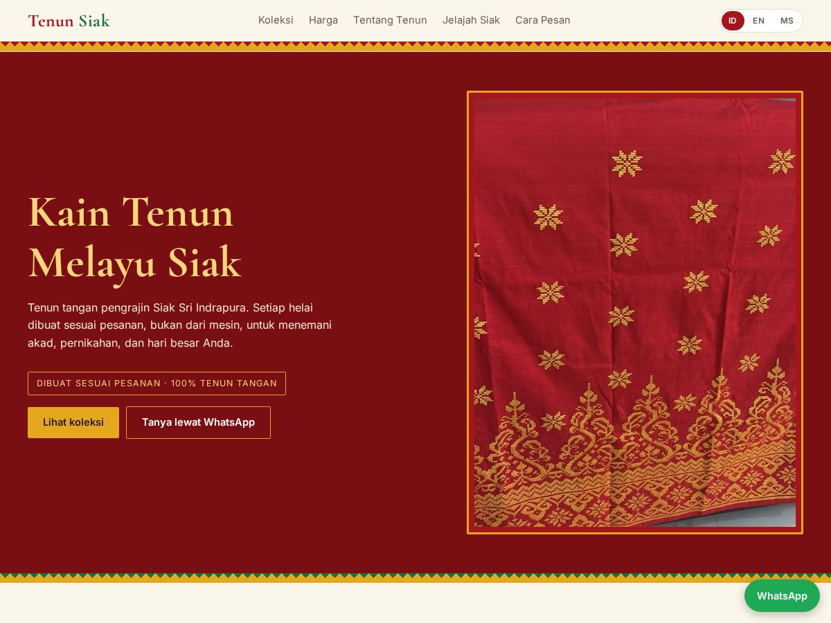 Landing-page snapshot of tenunsiak.com