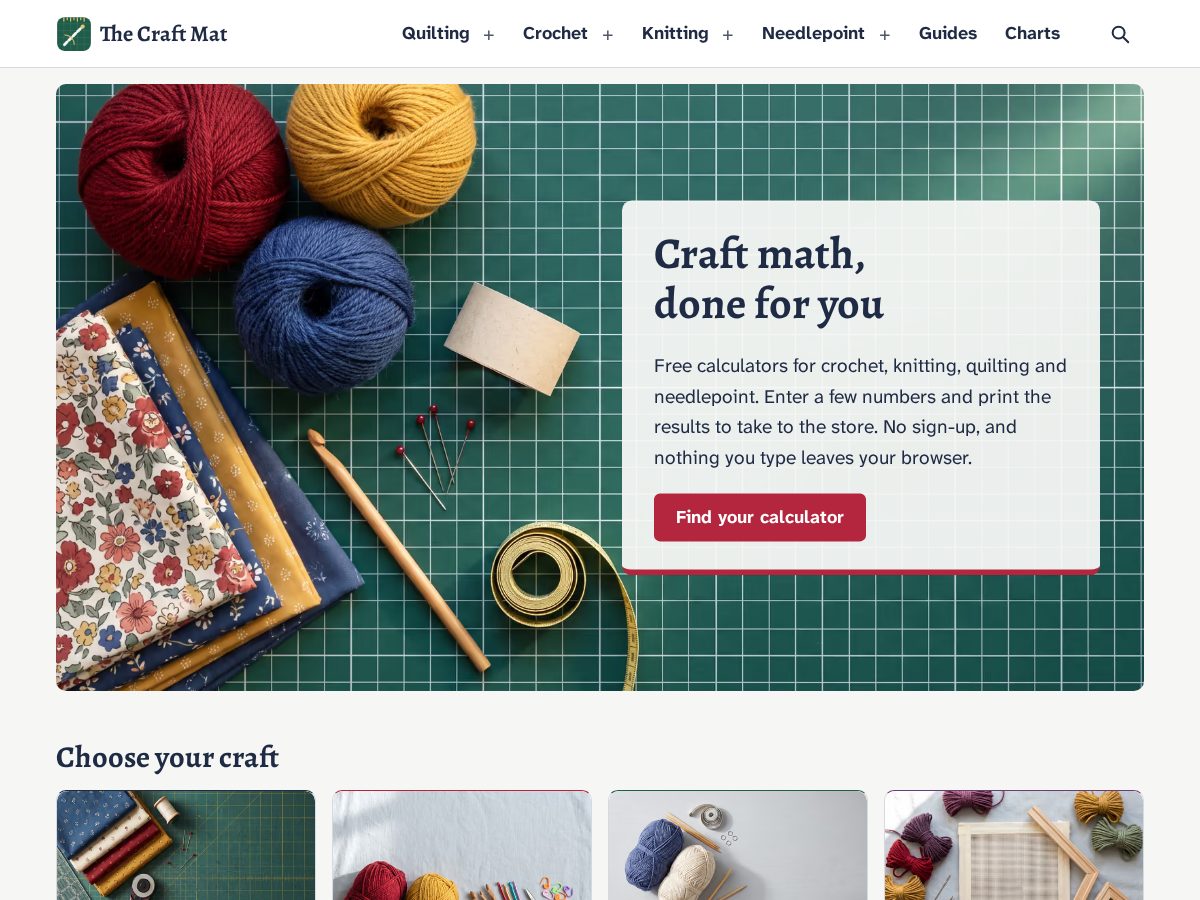 Landing-page snapshot of thecraftmat.com
