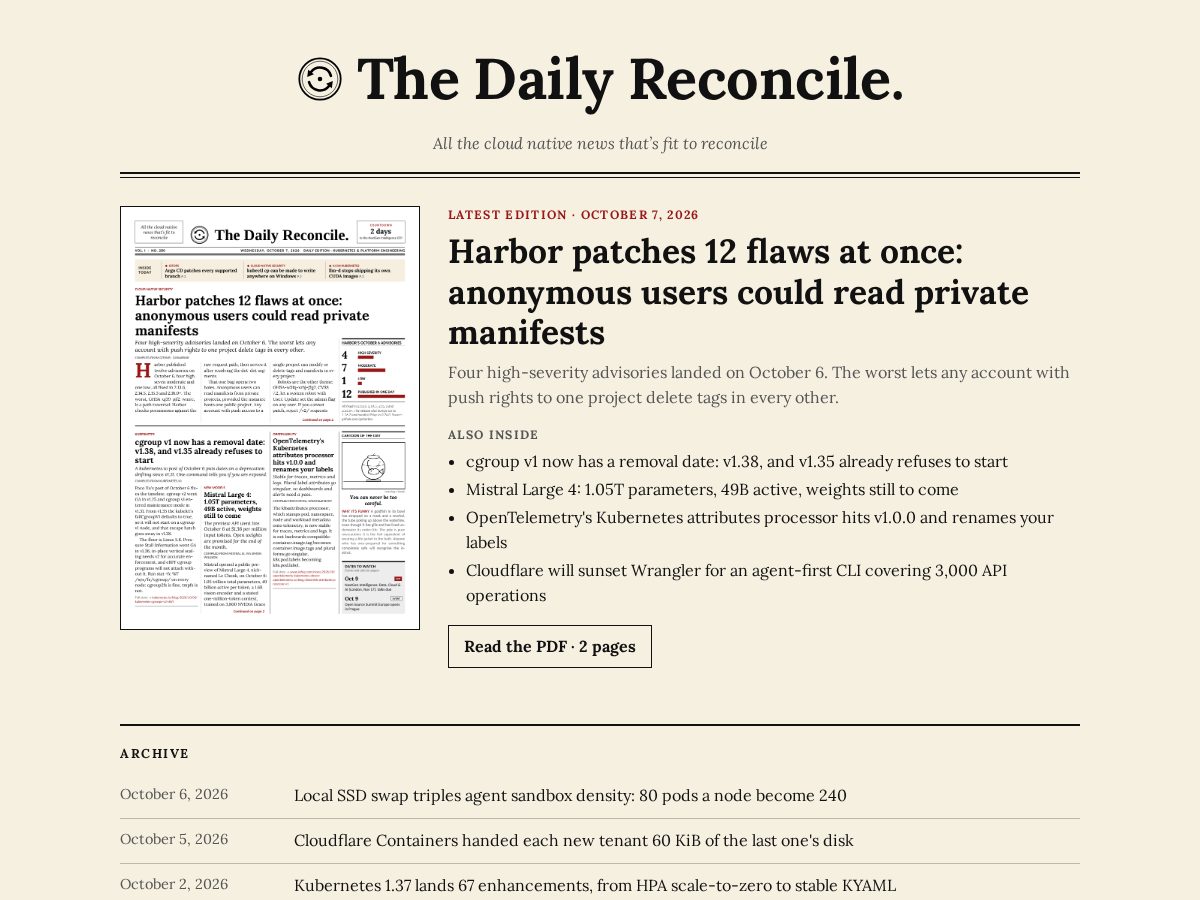 Landing-page snapshot of thedailyreconcile.news