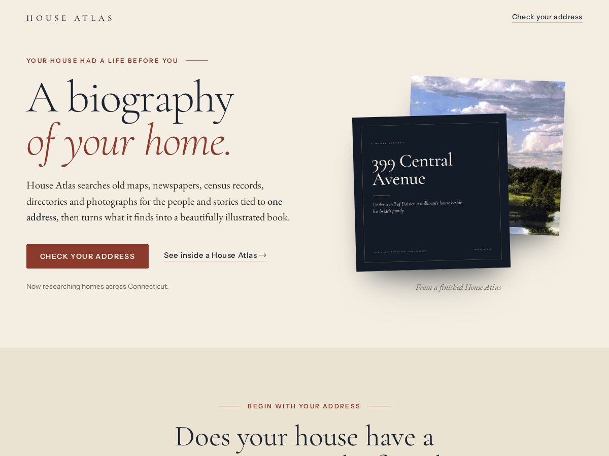 Landing-page snapshot of thehouseatlas.com