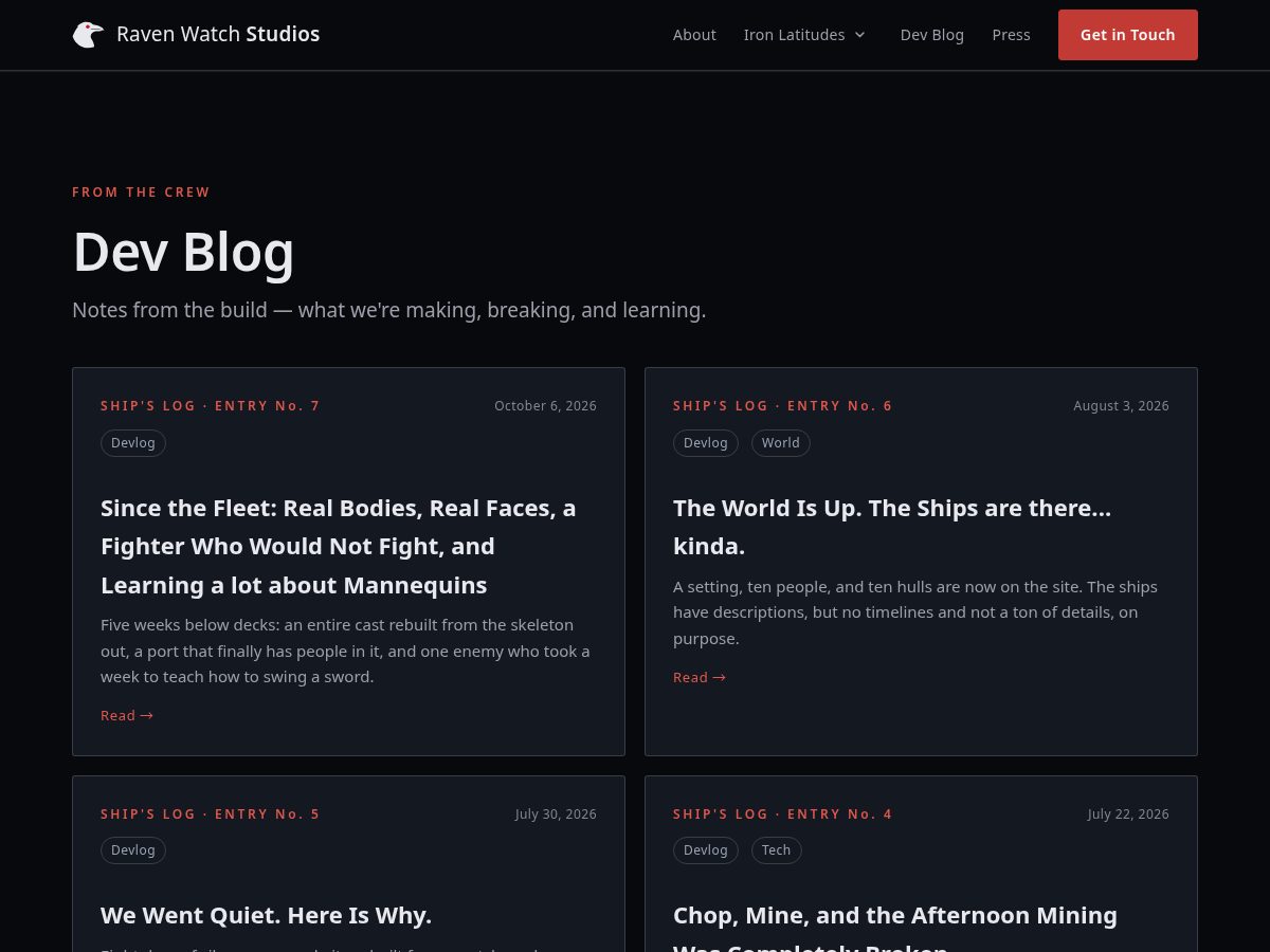 Landing-page snapshot of theironlatitudesgame.blog