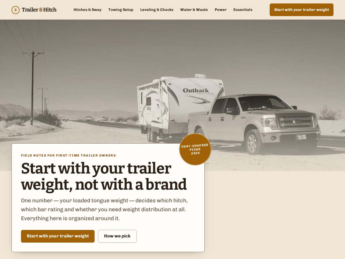 Landing-page snapshot of trailerandhitch.com
