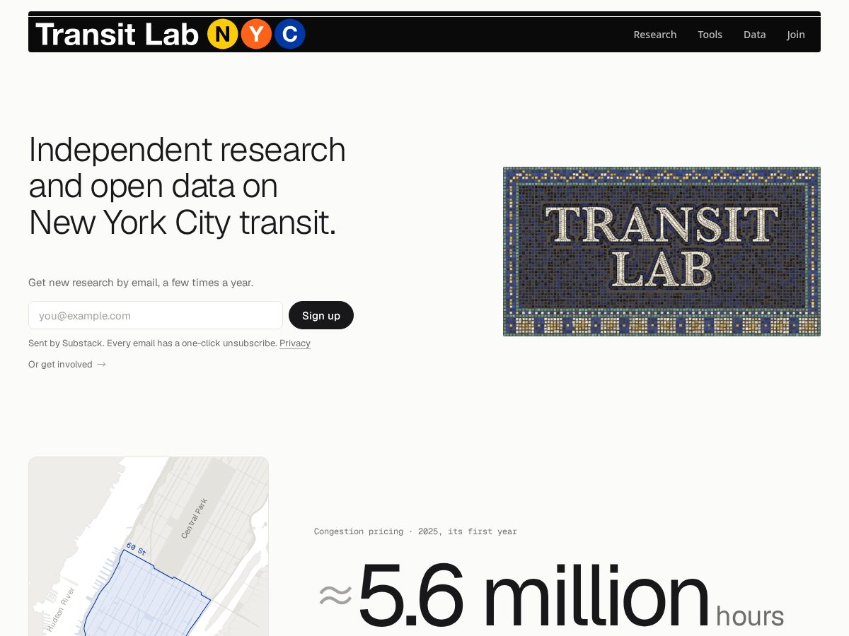 Landing-page snapshot of transitnyc.org