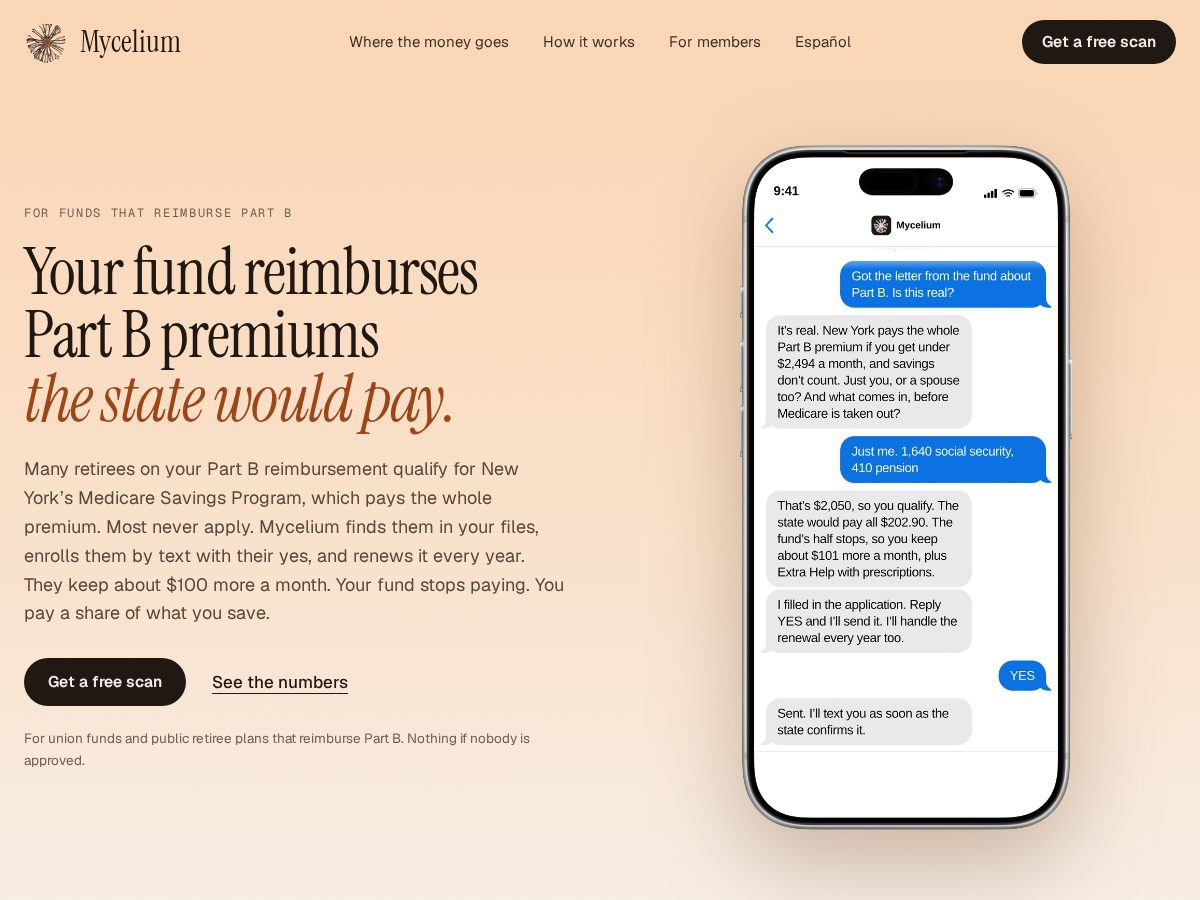 Landing-page snapshot of try-mycelium.com