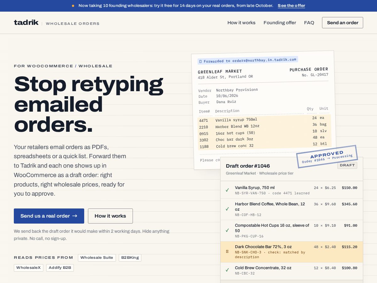 Landing-page snapshot of trytadrik.com