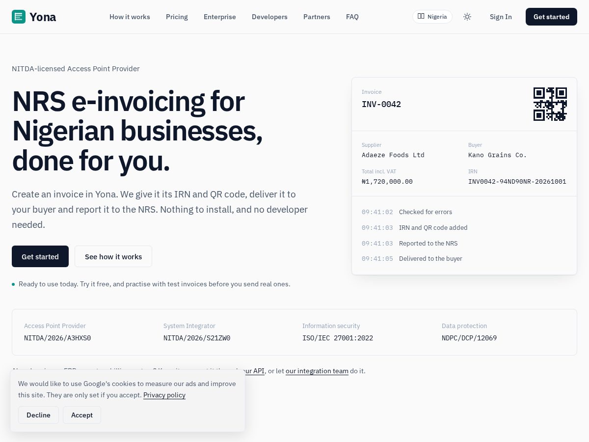 Landing-page snapshot of tryuseyona.com